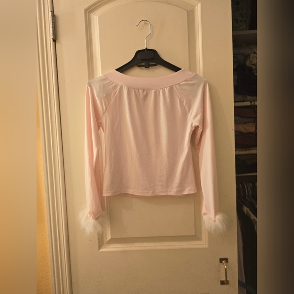 Philly California y2k pink crop top with feather wrists small - Picture 2 of 5